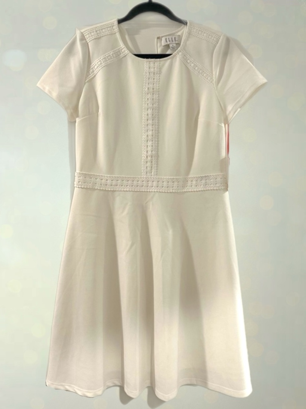 Elle White Lace Accent Formal Dress